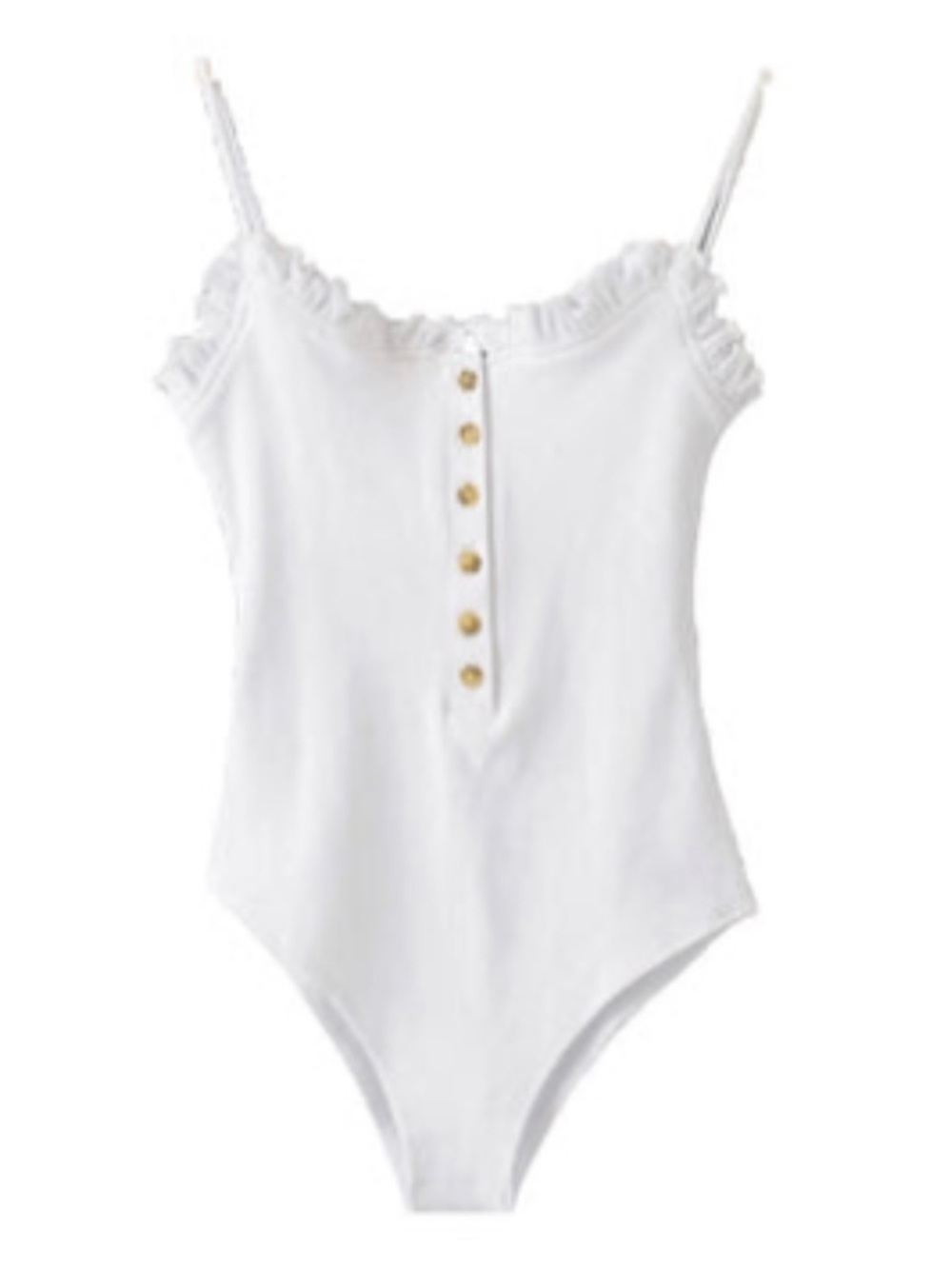 Goodnight Macaroon White Ruffle Strap One-Piece